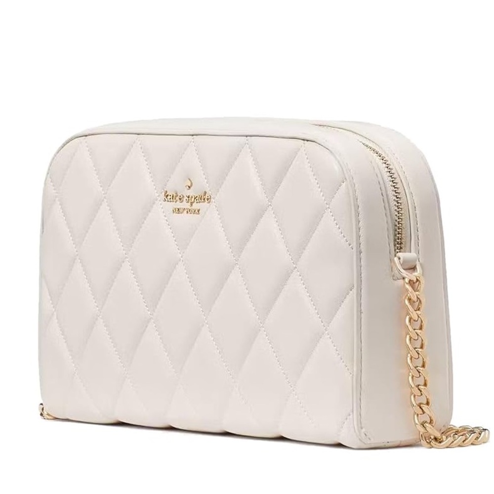 NWT Retails$398 Kate Spade Quilted Cream Leather Bag with Gold Crossbody Bag - Picture 2 of 10
